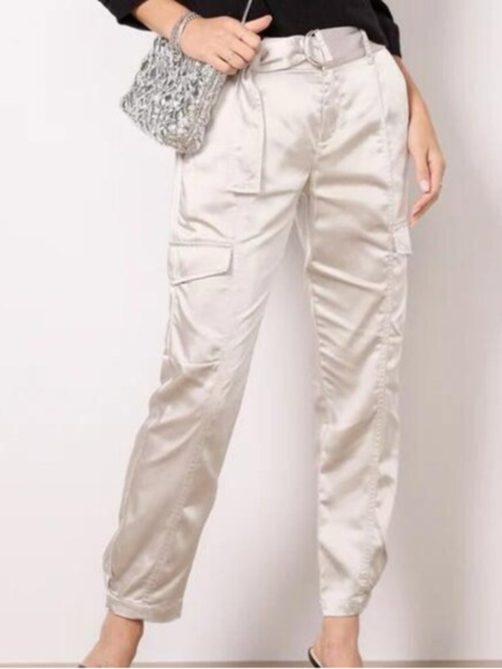 Sanctuary Classy Satin Cargo Pants Toasted Marshmallow size 29